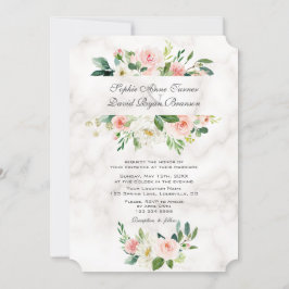 Convites Casamento de mármore das flores de chaminé rosa-ro