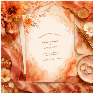 Convites Casamento de mármore de Ágata floral Pôr do Sol Co