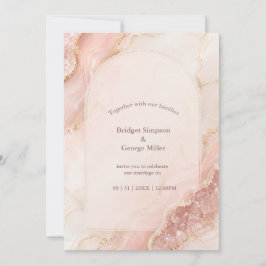 Convites Casamento de mármore de Ágata Quartzo Rosa Românti