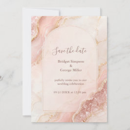 Convites Casamento de mármore de Ágata Rosa Quartz Romântic