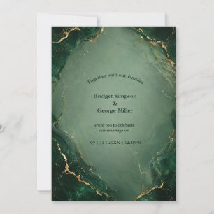 Convites Casamento de Mármore Esmeralda Luxuoso Com Ouro