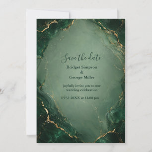Convites Casamento de Mármore Esmeralda Luxuoso Com Ouro