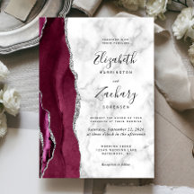 Casamento de Mármore Prata Burgundy Moderno