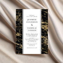 Casamento de Mármore Preto Dourado Elegante