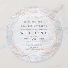 Convites Casamento de Mármores Azuis com Dusty em Círculo d
