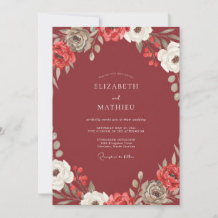 Convites Casamento de Marsala Ranunculus Eucalipto