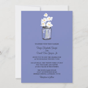 Convites Casamento de Mason Jar e White Daisies