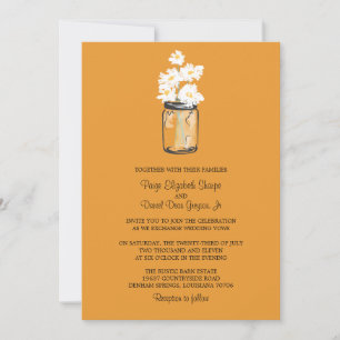 Convites Casamento de Mason Jar e White Daisies