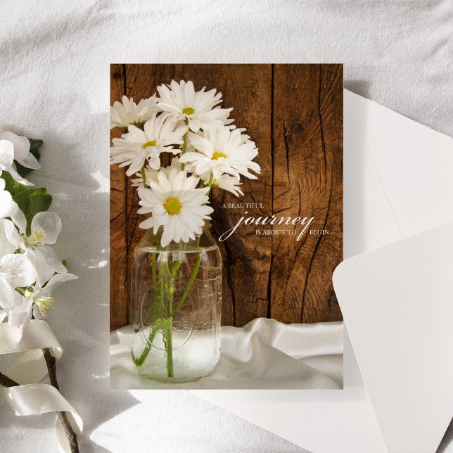 Convites Casamento de Mason Jar e White Daisies Country (Criador carregado)