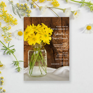 Convites Casamento de Mason Jar e Yellow Daisies Country