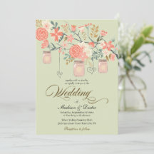 Casamento de Mason Jar Rustic, Peach Verde