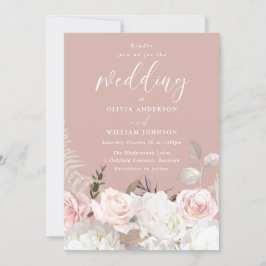 Convites Casamento de Mauve Floral Branco e Blush do Jardim