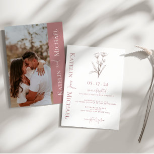 Convites Casamento de Mauve Floral de Foto Moderna