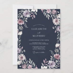 Convites Casamento de Meio da Noite com Amethyst e Flores S