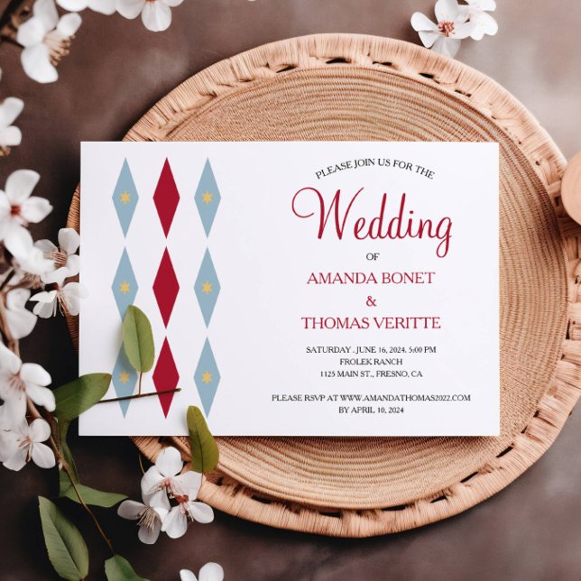 Convites Casamento de Meio século Amarelo Azul Diamante Ama (Criador carregado)