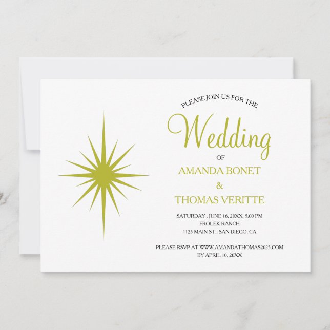 Convites Casamento de Meio século de Starburst Atômico Verd (Frente)