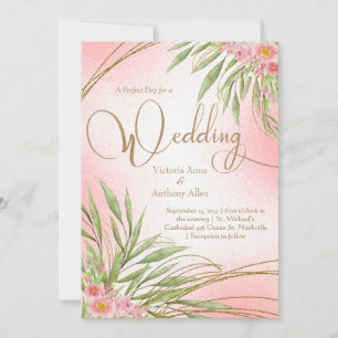 Convites Casamento de Melancia Floral Rosa Elegante