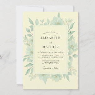 Convites Casamento de Menta Eucalipto e Manteiga