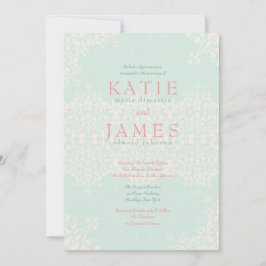 Convites Casamento de Mint e Peach do País Elegante