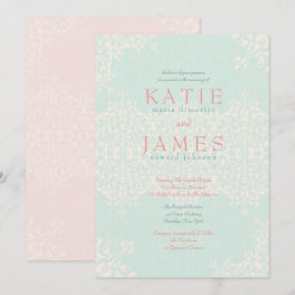 Convites Casamento de Mint e Peach do País Elegante