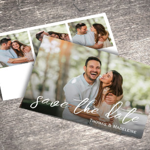 Convites Casamento de Modelo de Várias Fotografias Salvar a