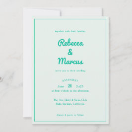 Convites Casamento de Modern Emerald Mint Retro Vibes