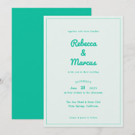 Convites Casamento de Modern Emerald Mint Retro Vibes