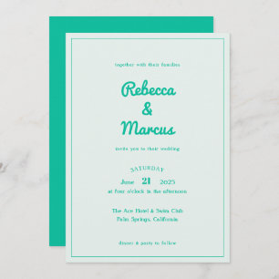 Convites Casamento de Modern Emerald Mint Retro Vibes