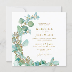 Convites Casamento de Mola Aquática Eucalyptus, Dourado Ver