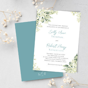 Convites Casamento de Mola Azul Floral Verde