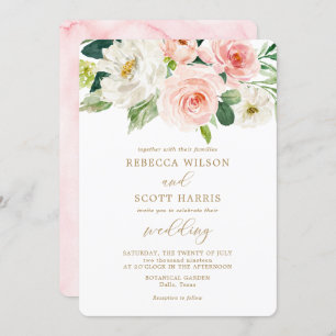 Convites Casamento de Mola de Aquarela Elegante Flores