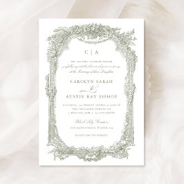 Convites Casamento de Mola de Vintagem Floral Elegante