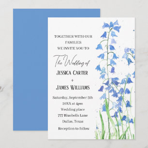 Convites Casamento de Mola Floral Azul com Mola Azul