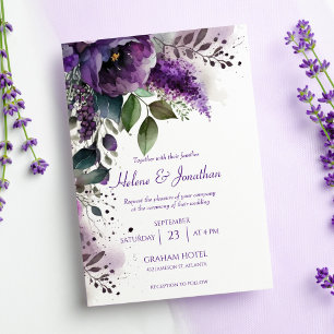 Convites Casamento de Mola Floral de Aquarela Moderna Elega