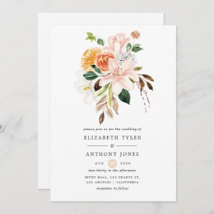 Convites Casamento de Mola Floral de Pastel Watercolor
