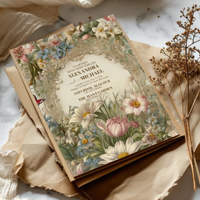 Convites Casamento de Moldes Antigos e Dourados (Criador carregado)