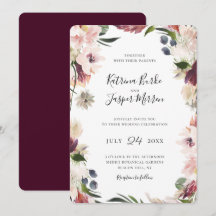 Casamento de Moldura Botânica de Blush Plum