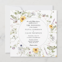 Convites Casamento de Moldura de Floresta Amarelo Elegante