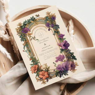 Convites Casamento de Moldura de Orquídea Art Nouveau
