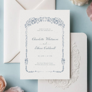 Convites Casamento de Moldura Floral Barroca Vintage Elegan