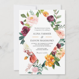 Convites Casamento de Moldura Floral Botânica da Toscana