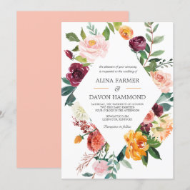 Convites Casamento de Moldura Floral Botânica da Toscana