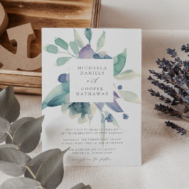 Convites Casamento de Moldura Floral de Cor de Água das Mon