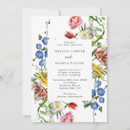 Convites Casamento de Moldura Floral de Vida Botânica Negri