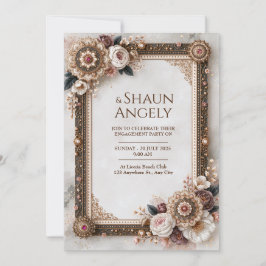 Convites Casamento de Moldura Floral Mandala Ouro Preto