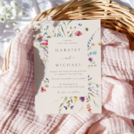 Convites Casamento de Molduras Florais Coloridas de Flores 