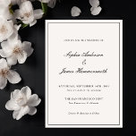 Convites Casamento de Molduras Negras com Creme de Caligraf<br><div class="desc">Modelo de convite de casamento elegante,  formal e clássico com tipografia de script de caligrafia para os casais,  fundo branco creme,  quadro elegante na frente e um backer preto. Personalize-o com as suas próprias informações de casamento.</div>