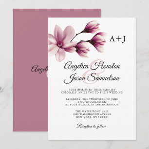 Convites Casamento de Molhe de Moleiro Floral Dusty Mauve R