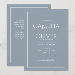 Convites Casamento de Monocromo Azul Mais Fino