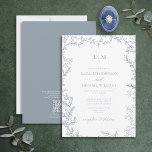 Convites Casamento de Monograma Azul Elegante Folha de Folh<br><div class="desc">Diga "eu faço" ao seu sonho perfeito Convite para o casamento! Apresentando o código QR poeirento azul monograma de folhas mínimas Convite para casamento — um exclusivo online e um dos nossos designs mais valiosos. Esta moderna elegância clássica é certamente uma declaração que seus hóspedes não esquecerão em breve. O...</div>